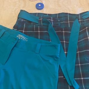 NIKE GOLF Size 8 Tartan Plaid Fashion Skirt Skort EUC Green Blue Dri-Fit